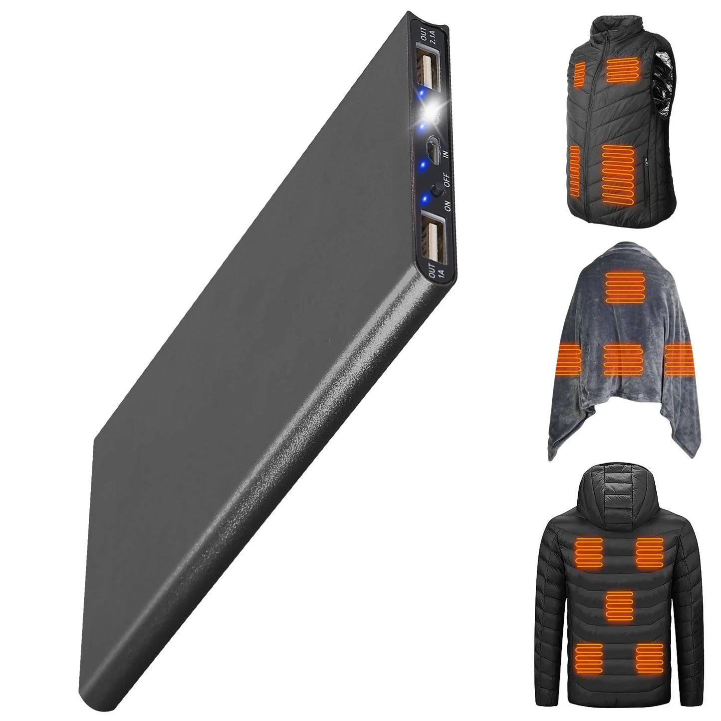 5V 2.1A Power Bank for Heated Vest 20000Mah Battery Pack for Heated Jacket, Dual USB Power Bank for Heated Clothing Blanket Gloves for Men Women, Black